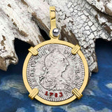 El Cazador Shipwreck 1783 1 Reale Piece of 8 14K Gold Pendant 