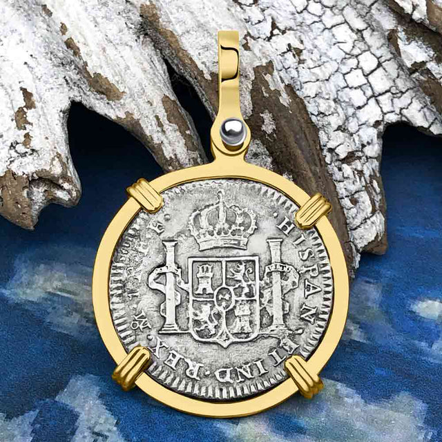 El Cazador Shipwreck 1783 1 Reale Piece of 8 14K Gold Pendant 