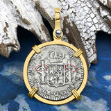 El Cazador Shipwreck 1783 1 Reale Piece of 8 14K Gold Pendant 