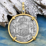 El Cazador Shipwreck 1783 2 Reale Piece of 8 14K Gold Pendant