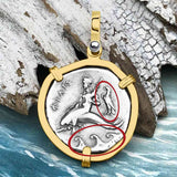 Ancient Greek Dolphin Rider “Boy on the Dolphin” Silver Nomos 14K Gold Pendant