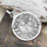 Templar Knights Era Antioch Crusader Medieval Silver Denier Helmet Head Coin of the Crusades Sterling Silver Pendant