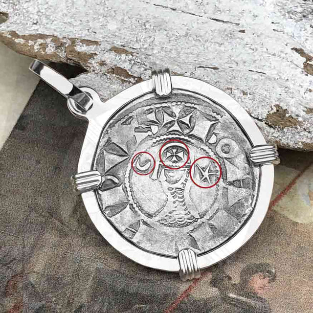 Templar Knights Era Antioch Crusader Medieval Silver Denier Helmet Head Coin of the Crusades Sterling Silver Pendant