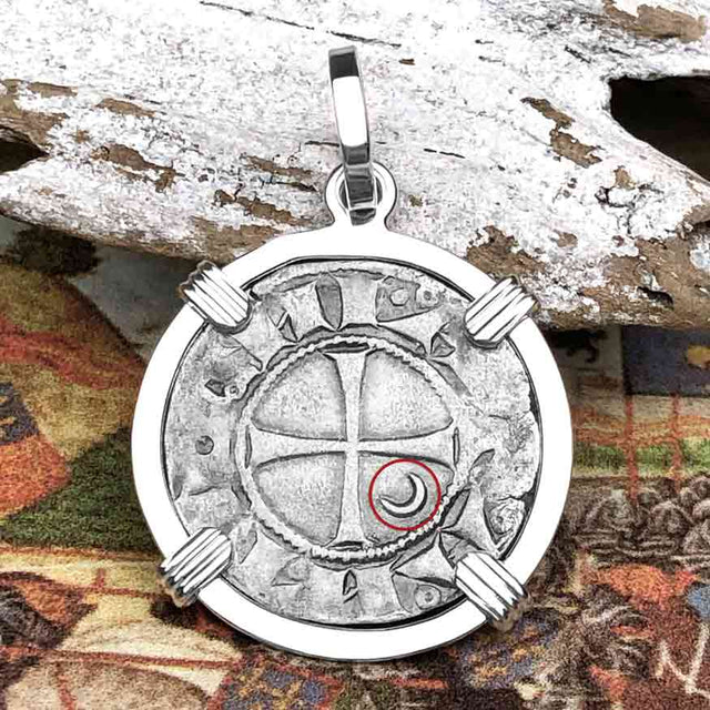 Templar Knights Era Antioch Crusader Medieval Silver Denier Helmet Head Coin of the Crusades Sterling Silver Pendant