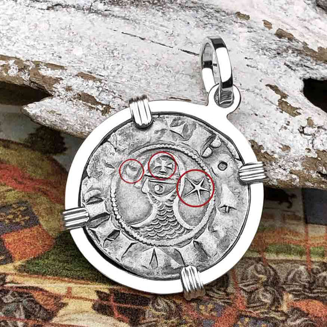 Templar Knights Era Antioch Crusader Medieval Silver Denier Helmet Head Coin of the Crusades Sterling Silver Pendant