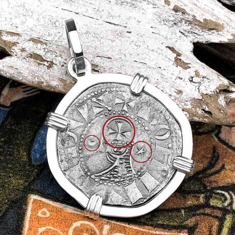 Templar Knights Era Antioch Crusader Medieval Silver Denier Helmet Head Coin of the Crusades Sterling Silver Pendant