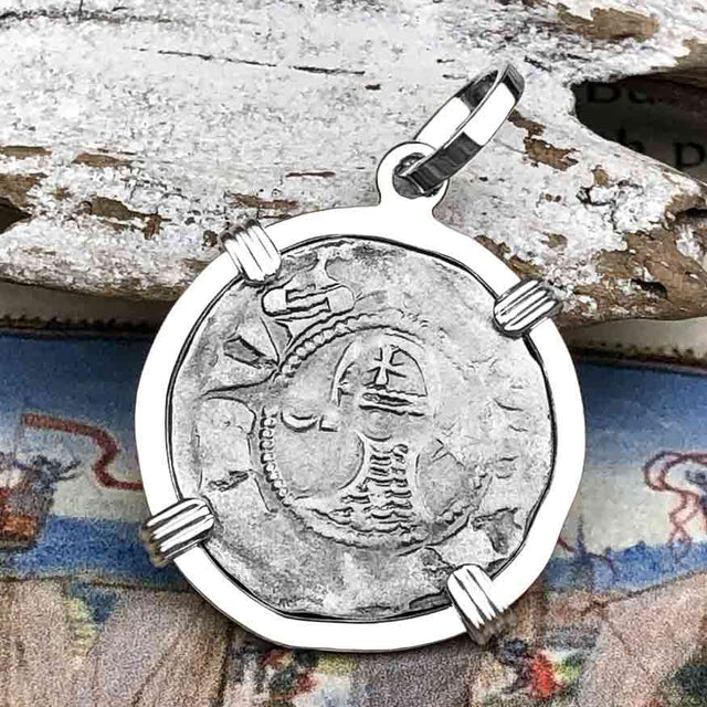 Templar Knights Era Antioch Crusader Medieval Silver Denier Helmet Head Coin of the Crusades Sterling Silver Pendant