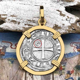 Templar Knights Era Antioch Crusader Medieval Silver Denier - Helmet Head - Coin of the Crusades 14K Gold Pendant