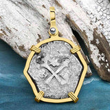 1715 Fleet Shipwreck Pirate Era Spanish 2 Reale "Piece of 8" 14K Gold Pendant