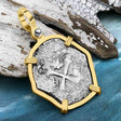 1715 Fleet Shipwreck Pirate Era Spanish 2 Reale "Piece of 8" 14K Gold Pendant