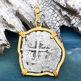 1715 Fleet Shipwreck Pirate Era Spanish 2 Reale "Piece of 8" 14K Gold Pendant