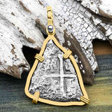 1715 Fleet Shipwreck Pirate Era Spanish 2 Reale "Piece of 8" 14K Gold Pendant