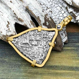 1715 Fleet Shipwreck Pirate Era Spanish 2 Reale "Piece of 8" 14K Gold Pendant