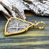 1715 Fleet Shipwreck Pirate Era Spanish 2 Reale "Piece of 8" 14K Gold Pendant
