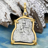 1715 Fleet Shipwreck Pirate Era Spanish 2 Reale "Piece of 8" 14K Gold Pendant