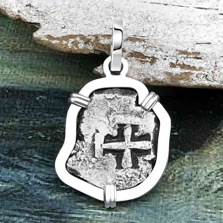 1751 Rimac River "Good Luck" Spanish 1/2 Reale "Piece of Eight" Sterling Silver Pendant