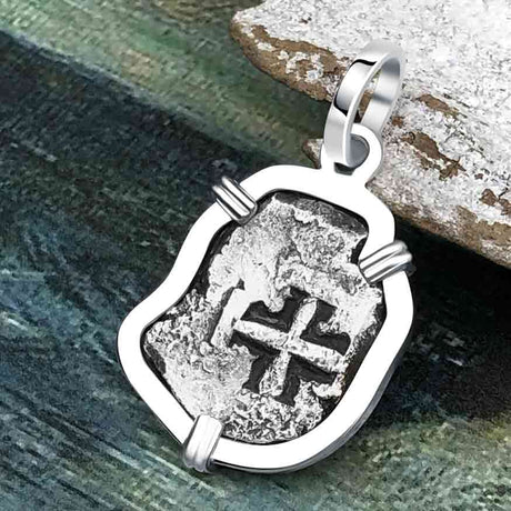 1751 Rimac River "Good Luck" Spanish 1/2 Reale "Piece of Eight" Sterling Silver Pendant