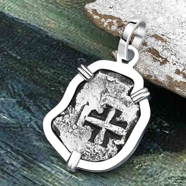 1751 Rimac River "Good Luck" Spanish 1/2 Reale "Piece of Eight" Sterling Silver Pendant