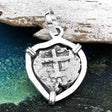 Heart Shaped 1750s Rimac River "Good Luck" Spanish 1/2 Reale "Piece of Eight" Sterling Silver Pendant