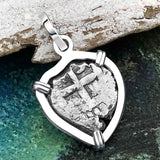 Heart Shaped 1750s Rimac River "Good Luck" Spanish 1/2 Reale "Piece of Eight" Sterling Silver Pendant