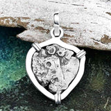 Heart Shaped 1750s Rimac River "Good Luck" Spanish 1/2 Reale "Piece of Eight" Sterling Silver Pendant