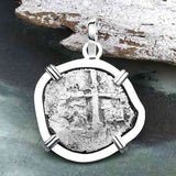 1744 Rimac River "Good Luck" Spanish 1/2 Reale "Piece of Eight" Sterling Silver Pendant
