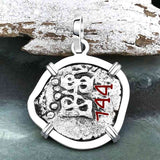 1744 Rimac River "Good Luck" Spanish 1/2 Reale "Piece of Eight" Sterling Silver Pendant