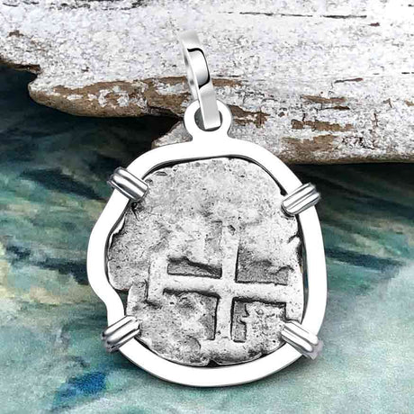 1720 Rimac River "Good Luck" Spanish 1/2 Reale "Piece of Eight" Sterling Silver Pendant