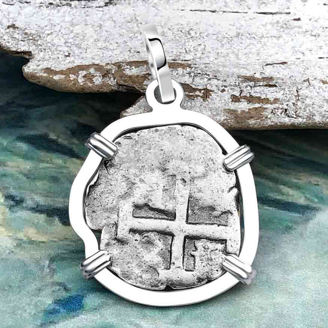 1720 Rimac River "Good Luck" Spanish 1/2 Reale "Piece of Eight" Sterling Silver Pendant
