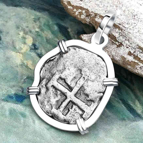 1720 Rimac River "Good Luck" Spanish 1/2 Reale "Piece of Eight" Sterling Silver Pendant