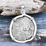 1721 Rimac River "Good Luck" Spanish 1/2 Reale "Piece of Eight" Sterling Silver Pendant