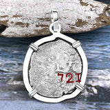 1721 Rimac River "Good Luck" Spanish 1/2 Reale "Piece of Eight" Sterling Silver Pendant