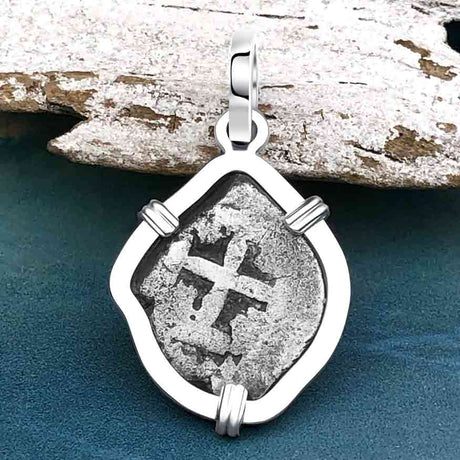 1750s Rimac River "Good Luck" Spanish 1/2 Reale "Piece of Eight" Sterling Silver Pendant