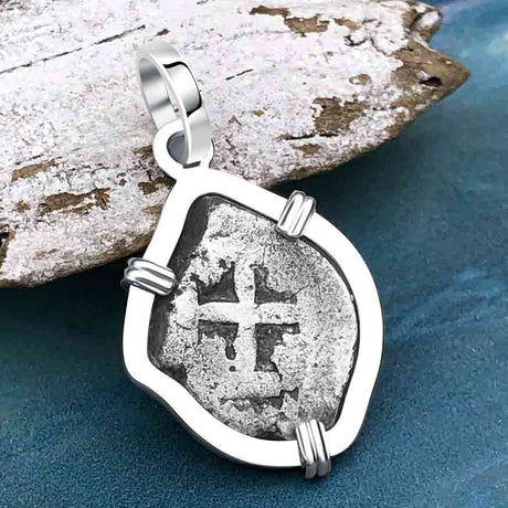 1750s Rimac River "Good Luck" Spanish 1/2 Reale "Piece of Eight" Sterling Silver Pendant