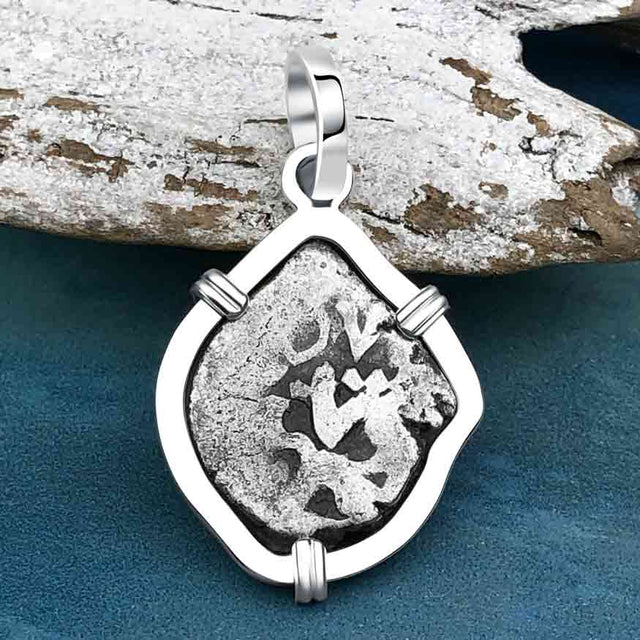 1750s Rimac River "Good Luck" Spanish 1/2 Reale "Piece of Eight" Sterling Silver Pendant