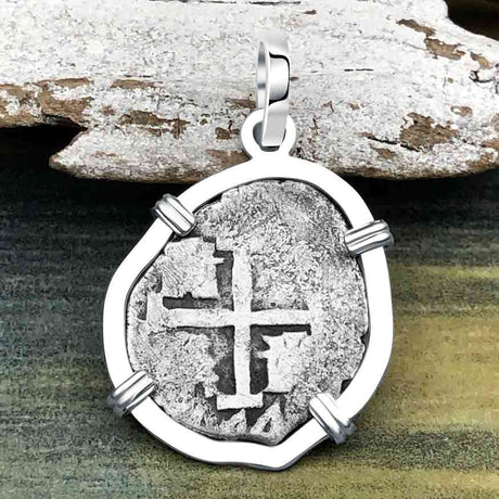 1744 Rimac River "Good Luck" Spanish 1/2 Reale "Piece of Eight" Sterling Silver Pendant