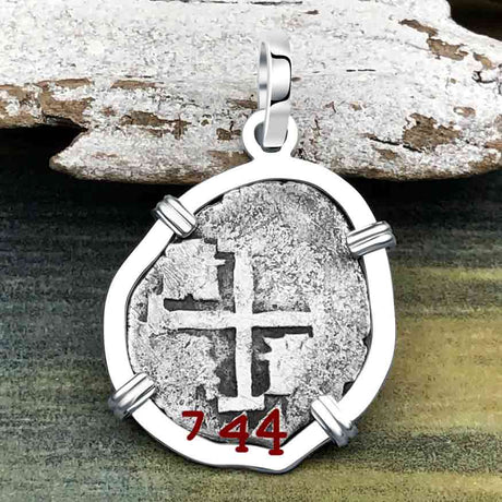 1744 Rimac River "Good Luck" Spanish 1/2 Reale "Piece of Eight" Sterling Silver Pendant