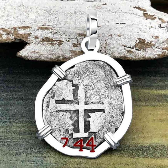 1744 Rimac River "Good Luck" Spanish 1/2 Reale "Piece of Eight" Sterling Silver Pendant