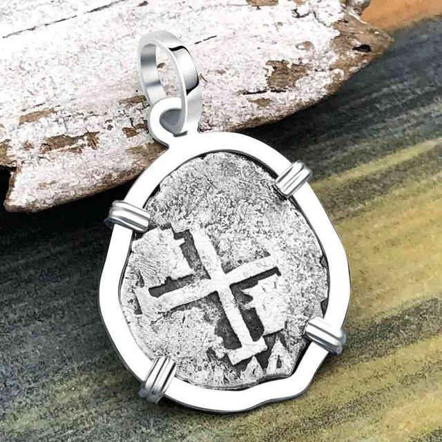1744 Rimac River "Good Luck" Spanish 1/2 Reale "Piece of Eight" Sterling Silver Pendant