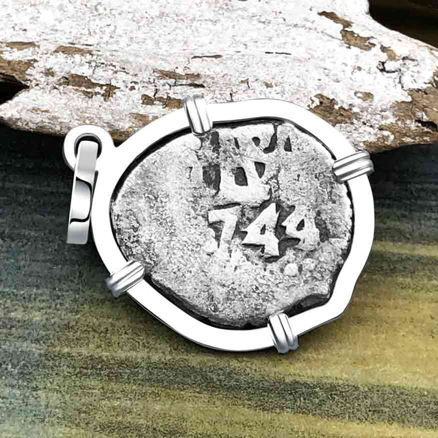 1744 Rimac River "Good Luck" Spanish 1/2 Reale "Piece of Eight" Sterling Silver Pendant