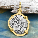 1720s Rimac River "Good Luck" Spanish 1/2 Reale "Piece of Eight" 14K Gold Pendant