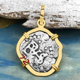 1720s Rimac River "Good Luck" Spanish 1/2 Reale "Piece of Eight" 14K Gold Pendant