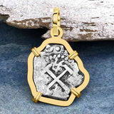 1733 Rimac River "Good Luck" Spanish 1/2 Reale "Piece of Eight" 14K Gold Pendant