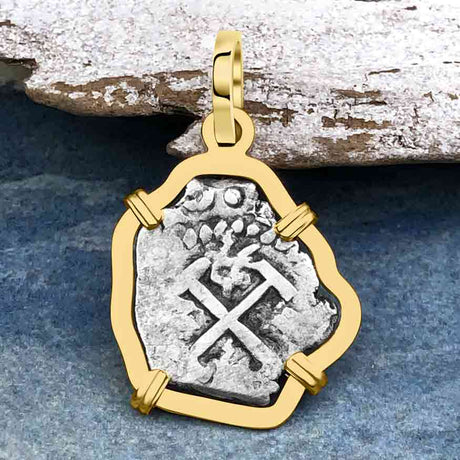 1733 Rimac River "Good Luck" Spanish 1/2 Reale "Piece of Eight" 14K Gold Pendant