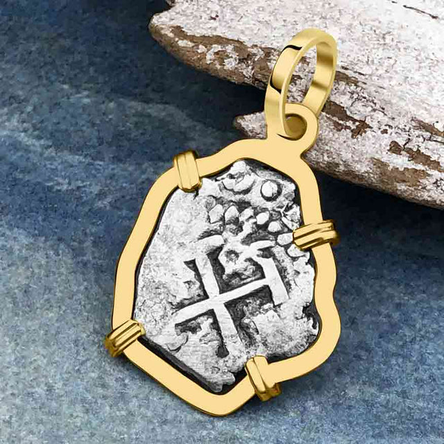 1733 Rimac River "Good Luck" Spanish 1/2 Reale "Piece of Eight" 14K Gold Pendant
