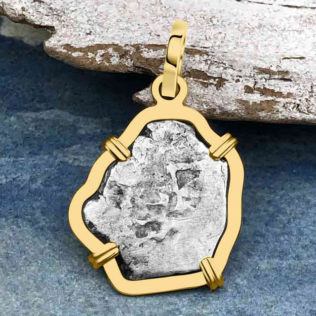 1733 Rimac River "Good Luck" Spanish 1/2 Reale "Piece of Eight" 14K Gold Pendant
