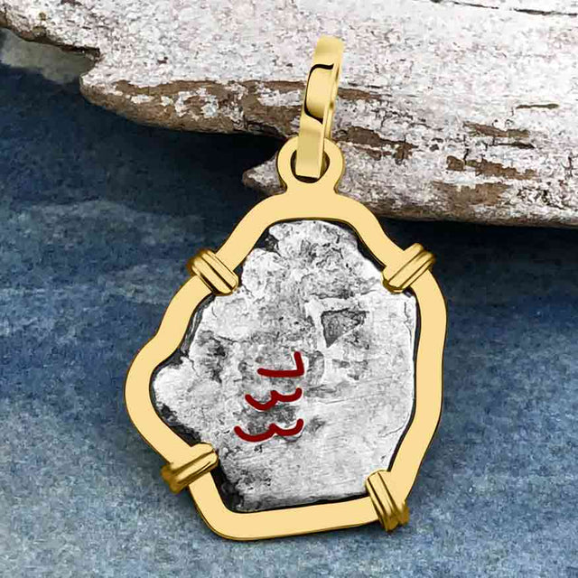 1733 Rimac River "Good Luck" Spanish 1/2 Reale "Piece of Eight" 14K Gold Pendant