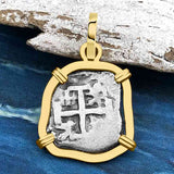 1740s Rimac River "Good Luck" Spanish 1/2 Reale "Piece of Eight" 14K Gold Pendant