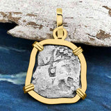 1740s Rimac River "Good Luck" Spanish 1/2 Reale "Piece of Eight" 14K Gold Pendant