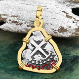 1685 Rimac River "Good Luck" Spanish 1/2 Reale "Piece of Eight" 14K Gold Pendant